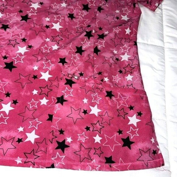 Cherokee Infinity Star Print Pink Scrub Top S - Picture 4 of 7